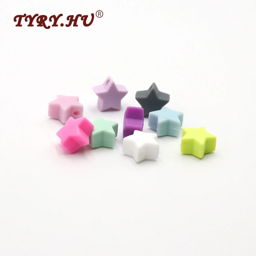 

TYRY.HU Original 25Pcs Star Shaped Silicone Beads BPA Free Food Grade Material For Baby Pacifier Chain Bracelet Necklace Making