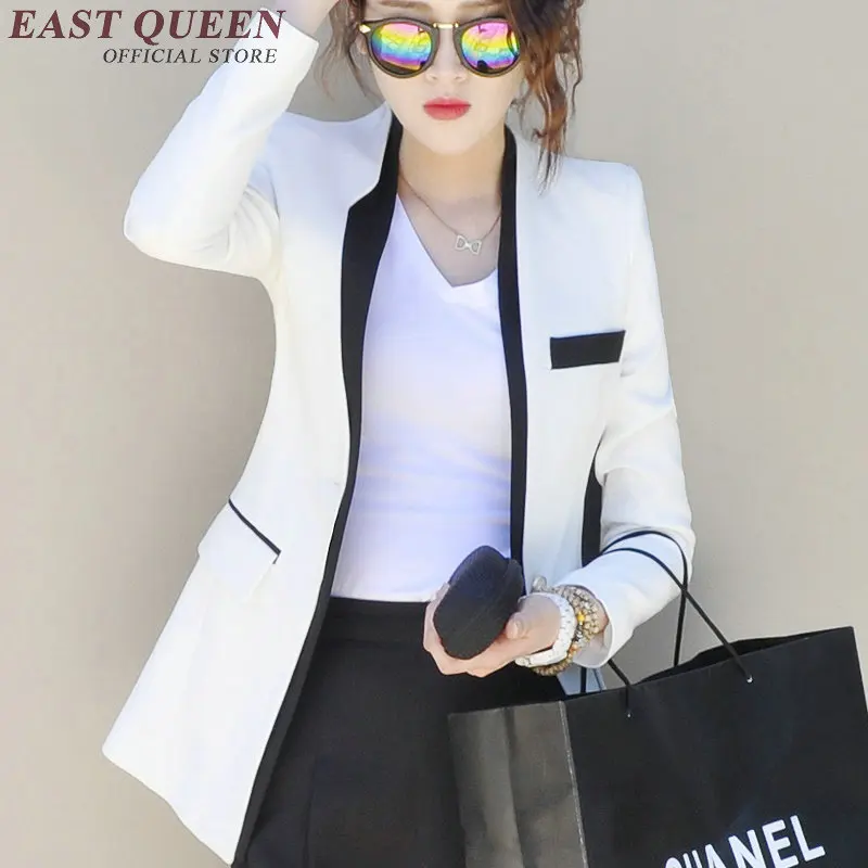 

Spring Long Sleeve Female Blaser Single Button Suit Women Office Wear Solid Color V-neck Blazer Femme NN0422 E
