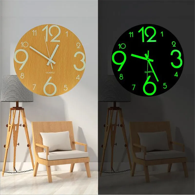 

Luminous silent watch wall clock modern math horloge wooden living room wall wanduhr quartz clock watch decor for home klok