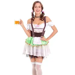 Пособия по немецкому языку баварский пива Октоберфест девушка костюм клуб пиво горничной нарядное платье Для женщин сексуальные ролевые