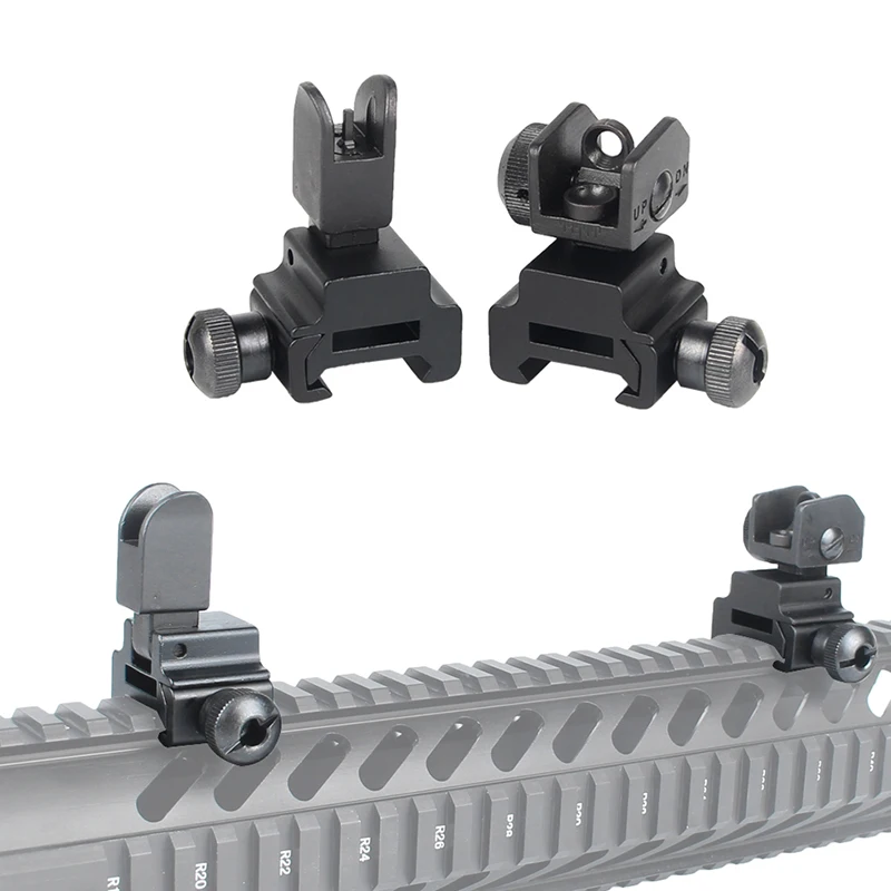 Model 4 AR 15 Flip Up Front Rear Sight Rapid Transition with Windage Adjustment Dual Aiming Apertures Quick Detachable 27-9 (11)