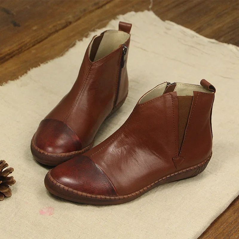 À 996 Fermeture Côté Brown Semelles Chaussures Rétro Talon Des Femmes De Designers Boot 9 Main Luxe Doux Glissière Art La Courtes Moyen Bottes OTPukZiX