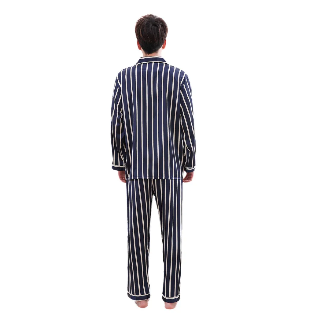 L-2XL Men Pajama Set Spring And Autumn Long Sleeve Cotton Man Pyjamas cartoon Stripe Pajamas Plus size Casual Sleepwear Jan9