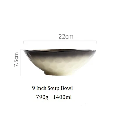 NIMITIME японский стиль керамическая Ретро фруктовый торт тарелка для закуски тарелка блюдо поднос для еды индивидуальная посуда - Цвет: 9 Inch Soup Bowl