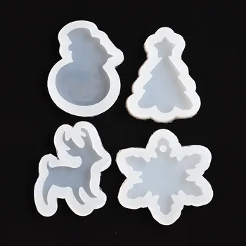 

SNASAN Silicone Mold for jewelry christmas tree deer Snowman snowflake charms pendant Resin Silicone Mould handmade tool epoxy