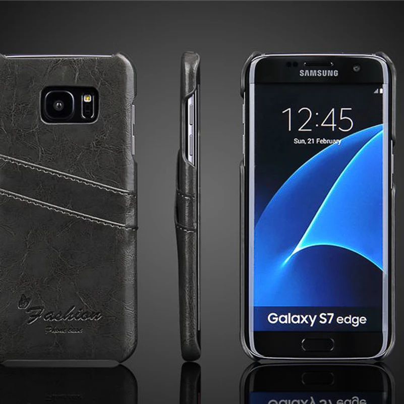 Роскошный чехол бумажник для Samsung S7 Edge из искусственной кожи с текстурой