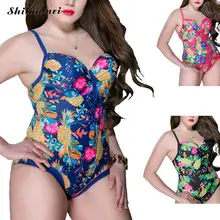Купальник женский большой размер принт цельный купальник Монокини Купальник Горячий купальный костюм большой размер 2XL-5XL