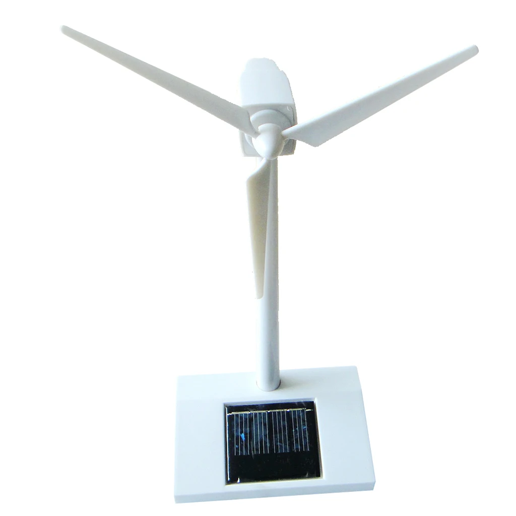 

White Solar Powered Rotating Windmill Wind Turbine Model Toy Desktop Crafts Science Toy Home Office Decoration