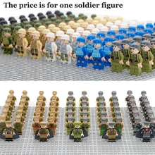 Single Sale Military Army Figures Compatible LegoINGly WW2 Soldier With Weapon Gun Building Block Brick World War II Toy For Boy