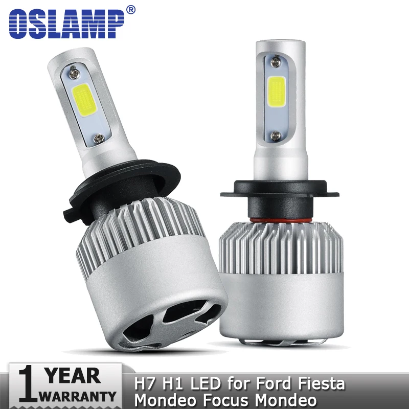 

Oslamp H7 Low Beam H1 High Beam COB Car LED Headlight Bulbs 72W 8000lm Auto Led Headlamp 12v for Ford Fiesta Mondeo Focus Mondeo