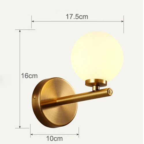 Современный светодиодный настенный светильник в скандинавском стиле с молекулярным стеклянным шаром, настенные светильники для гостиной, спальни, художественное внутреннее настенное освещение, светильник - Цвет абажура: 1 head A