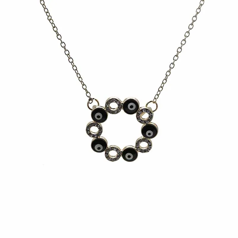 fashion black evil eye crystal paved sliver/gold chain lucky necklace