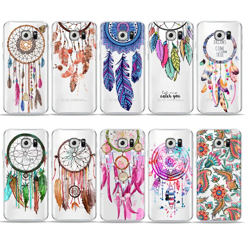 

Dream Catcher Drawing Butterfly Colorful feather art phone Case For SamSung A5 2017 S6 S7 edge S8 S9 Plus A6 2018 Soft TPU Cover