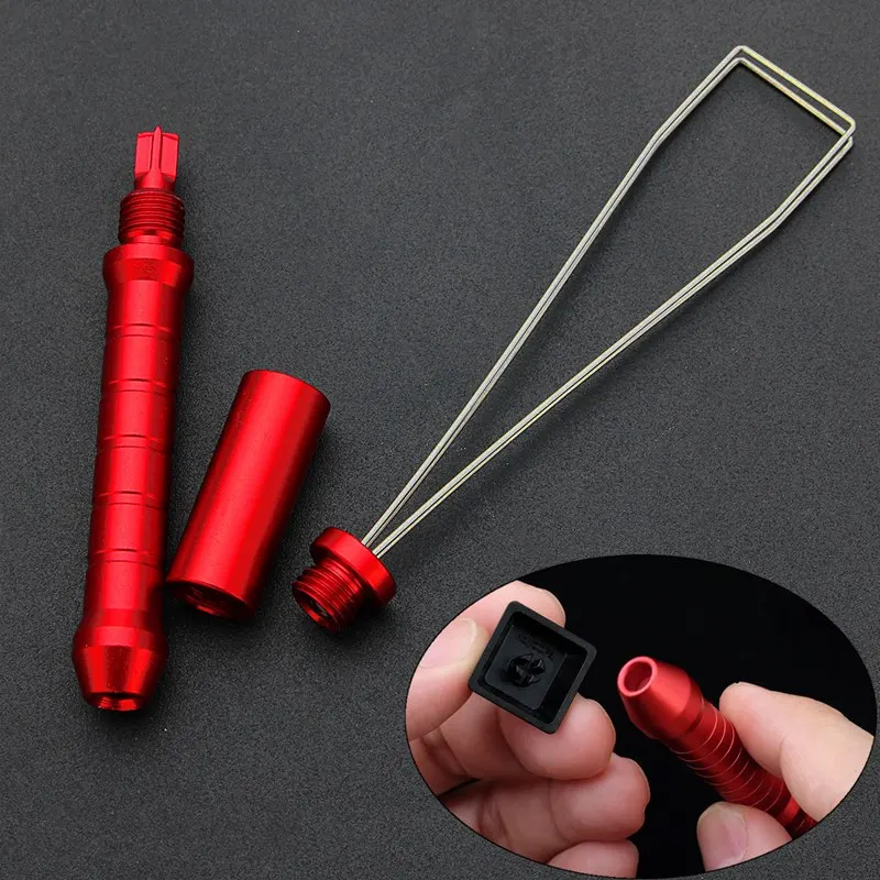 Keyboard Keycap Puller Adjuster For Mechanical Keyboard Cleaning Tool Aluminium Alloy Multi-function Red Key Cap Remover
