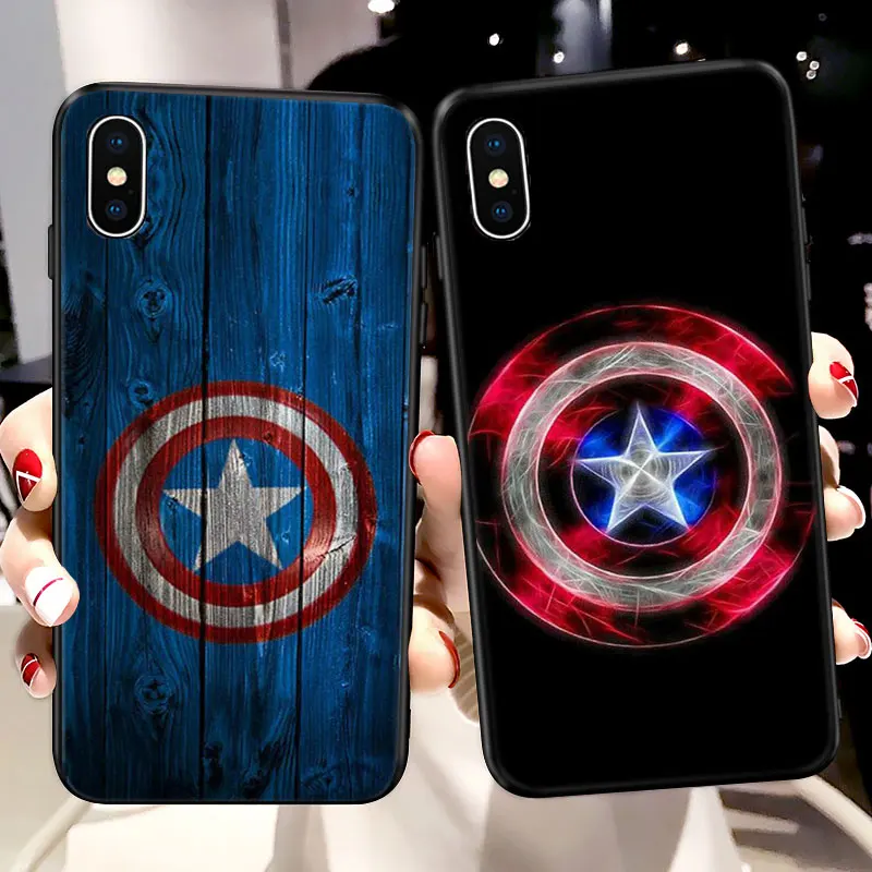 

Wooden Pattern Avengers Captain America Shield Soft Silicone Phone Case for iPhone X XR XS Max 5s SE 6 S 6s 7 8 Plus Cover