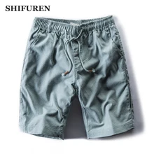 SHIFUREN летние мужские пляжные шорты мягкие дышащие повседневные хлопчатобумажные шорты длиной до колена Эластичный шнурок на талии