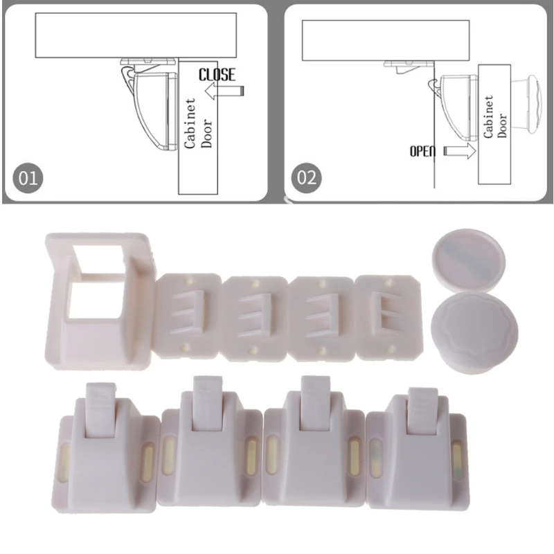 4 шт., детский Магнитный Невидимый замок, замок для шкафа, безопасный замок