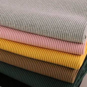 

Width 110cm Hot 100% Cotton Stripe Stretch Knit Rib Fabric For Silm Primer Shirt Dress No Pilling