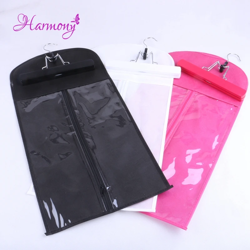 50pcs black white pink Hair Extensions Storage Bag Wig Hanger Hair