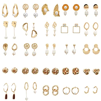 

2019 Vintage irregular imitation Pearl Earrings for Women metal Geometric Drop Earring Jewelry party Wedding Gift