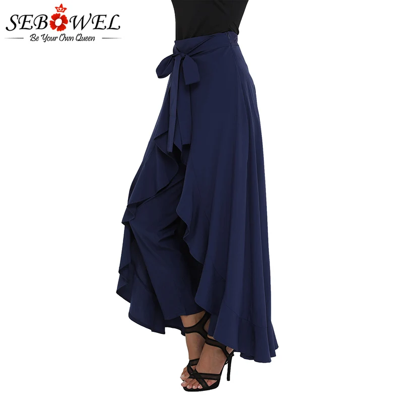 Navy-Chiffon-Tie-Waist-Ruffle-Palazzo-Pants-LC77034-5-3 
