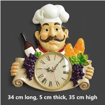 

American chef wall hanging clock, creative home living room kitchen dining room wall decoration, silent wall clock, wall decorat