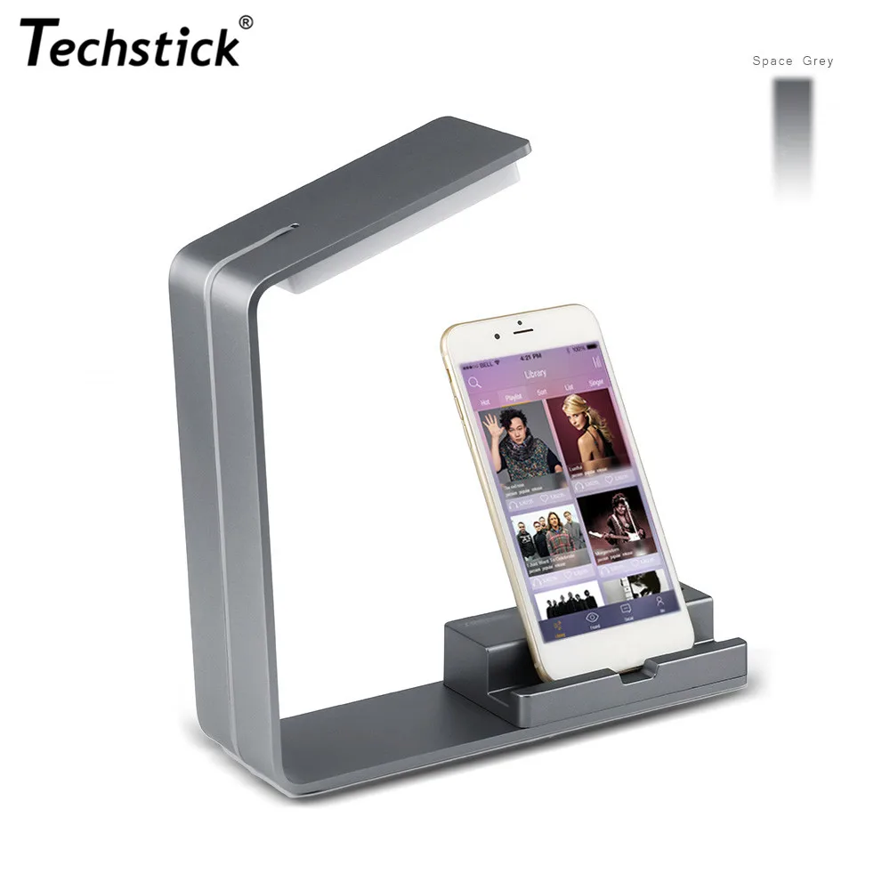 Newest Aluminum Phone Holder With Dual USB Port And Led Learning Light