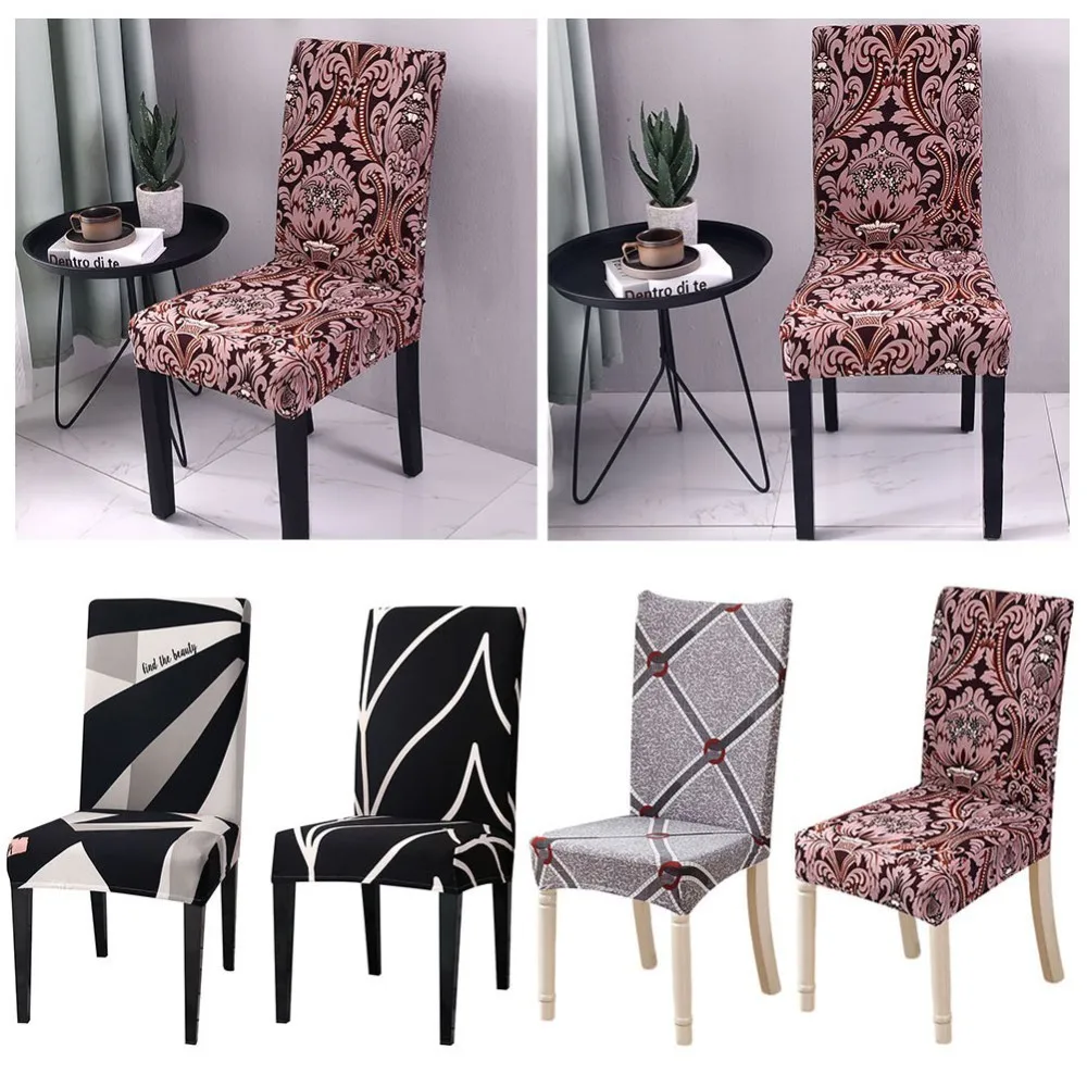 

Printing Chair Cover Spandex Elastic Dining Seat Case Slipcover Modern Stretch Removable Anti-dirty For Banquet Kitchen Decor