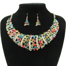 Fashion Wedding Sets Full Rhinestone Necklace and Earring Sets For Women Bridal Wedding Jewelry Sets NER-G36