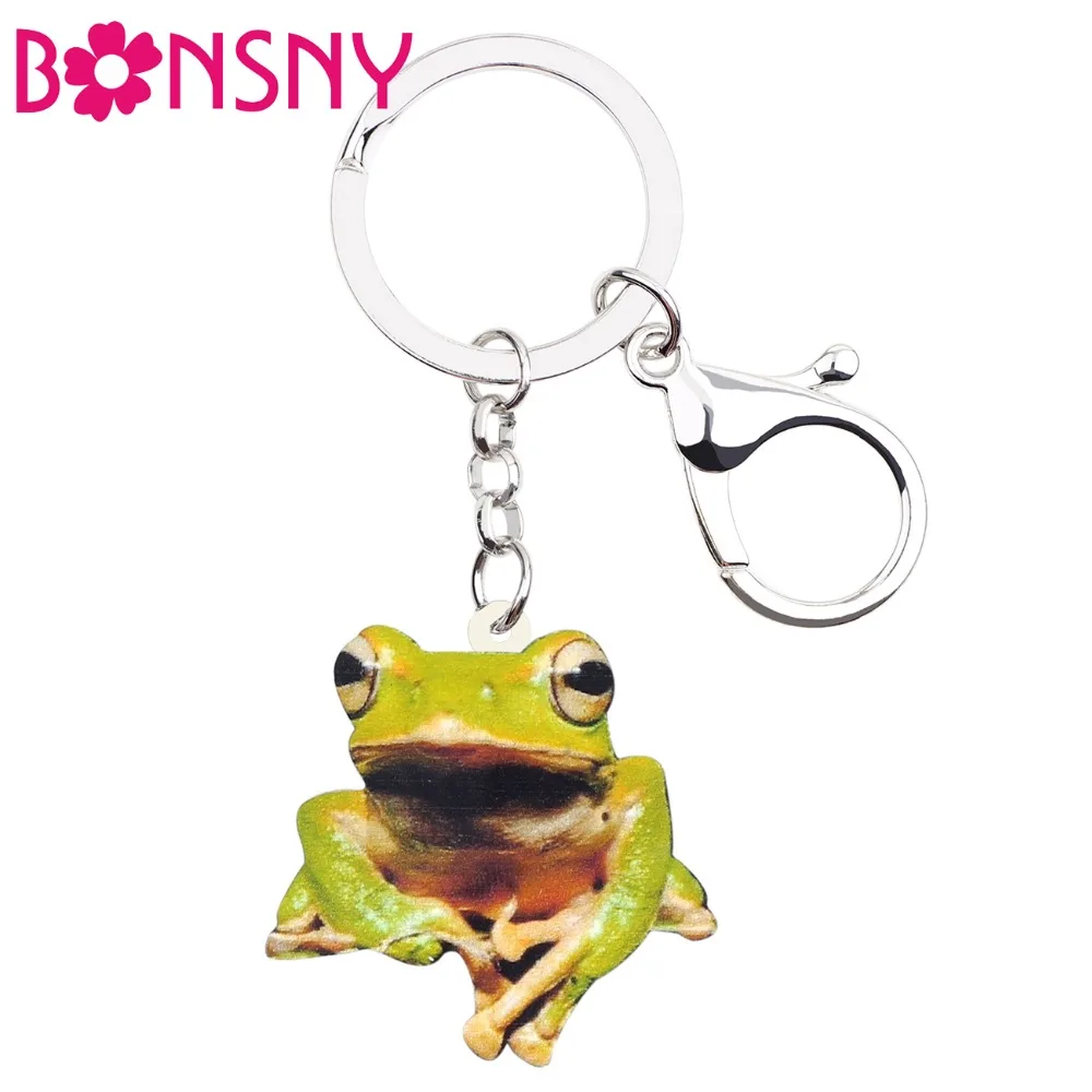 

Bonsny Statement Acrylic Sweet Frog Key Chains Keychains Ring Animal Jewelry For Women Girls Children Bag Car Purse Pendant Gift