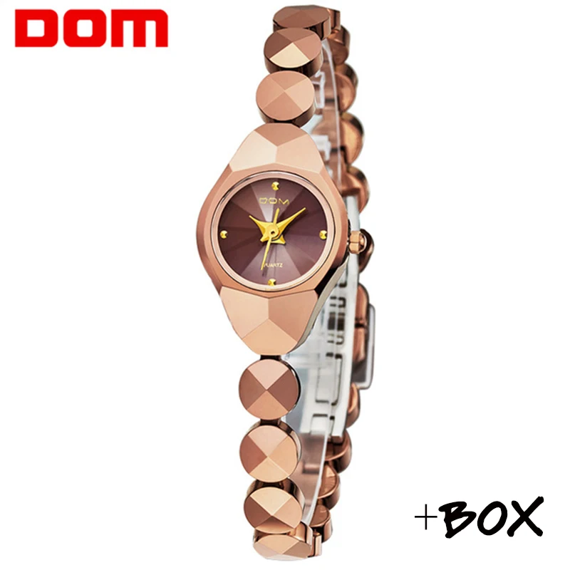 

DOM Women Watch Top luxury brand waterproof Casual quartz watches Fashion Tungsten steel gold Bracelets Lady dress Watches women
