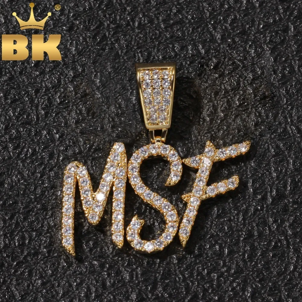 Кулон с надписью THE BLING KING Hiphop Name Cursive ожерелье полное имя кубический цирконий