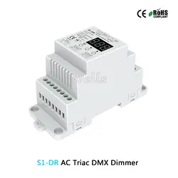 Бесплатная доставка S1-DR AC симистор DMX диммер; AC100V-240V din-рейку 2CH двухканальный выход кремния DMX512 светодио дный контроллер