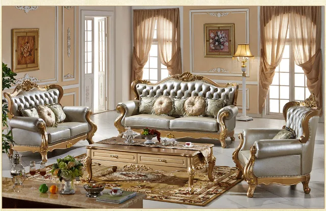 Combinación de lujo europea sala de estar muebles sofá seccional