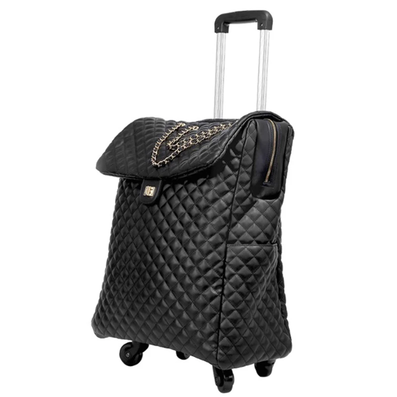 

18/20inch travel bag with wheel spinner leather suitcase carry on travel trolley bag/case cabin handbag luggage ladies backpack