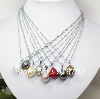 

free P&P ****8pcs mix color sea shell / mother of pearl drip pendant necklace wholesale lot
