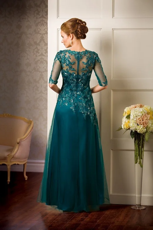 Teal-Plus-Size-2017-Evening-Dress-Custom-Made-Crew-Neck-Cap1-2-Sleeve-Applique-Long-Tulle (1)