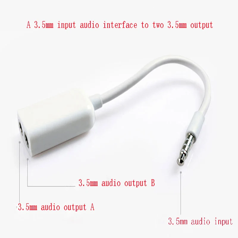 10pcs lot Audio Splitter Adapter Couples Headphone Splitter Desktop Laptop Phone 3 5mm Interface Switch Double Hole White