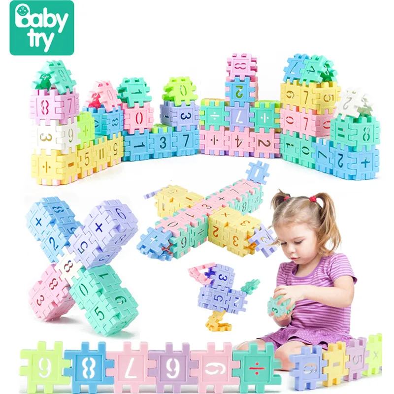 

Babytry 100pcs Number Colorful Digital Geometry DIY Assemble Early Learning Baby Educational Bricks Toys Kids Children Gifts