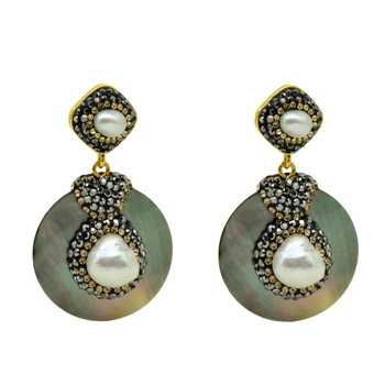 Natural pearl earrings for women vintage shell jewelry 2019 fashion round shape hand made ear studs