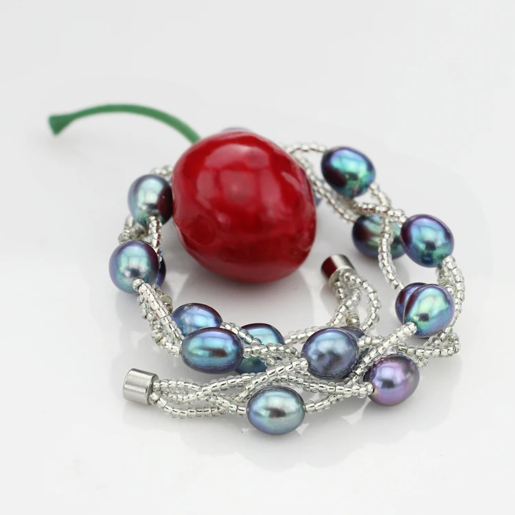 100% Natural Freshwater Pearl Bracelets Silver 925 Chain many colors Real pearl gift for girl friend Fine Jewelry