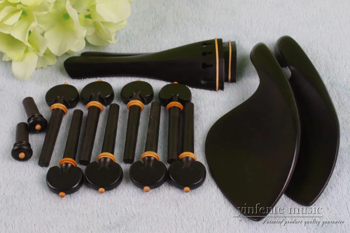 2 компл. ebony 4/4 скрипки часть tailpiece конец булавки peg подбородок rest Самшит инкрустация