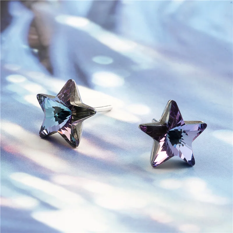 star crystal earring 100% 925 Sterling silver Jewelry fashion Hypoallergenic Stud earrings for women gift