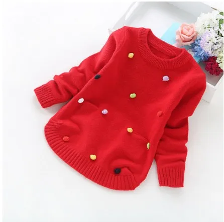 Новые осенне-зимние детские свитера, модные толстые теплые свитера для девочек, детские вязаные пуловеры, RT131 - Цвет: autumn red
