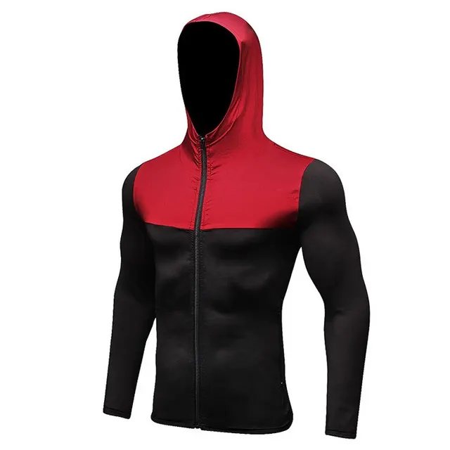 2018 Sport Men Running Jacket Coat Long Sleeve Hooded Bodybuilding