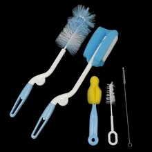 5 шт./компл. Детские щетки для бутылочек для 360 градусов Вращающаяся головка для очистки поролоновая щетка для мытья кружек комплект для детских бутылочек моющая Чистящая