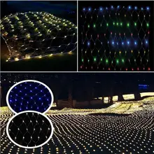 Сказочная гирлянда Рождественская елка сетка занавес потолочный светильник 1,5x1,5 м 96 светодиодов 8 Режим вспышки наружная/Внутренняя Декорации для фестиваля Рождества