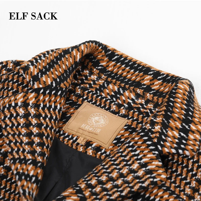 ELFSACK зима новинка 22.1% шерстяные куртки для женщин повседневные длинные с отложным