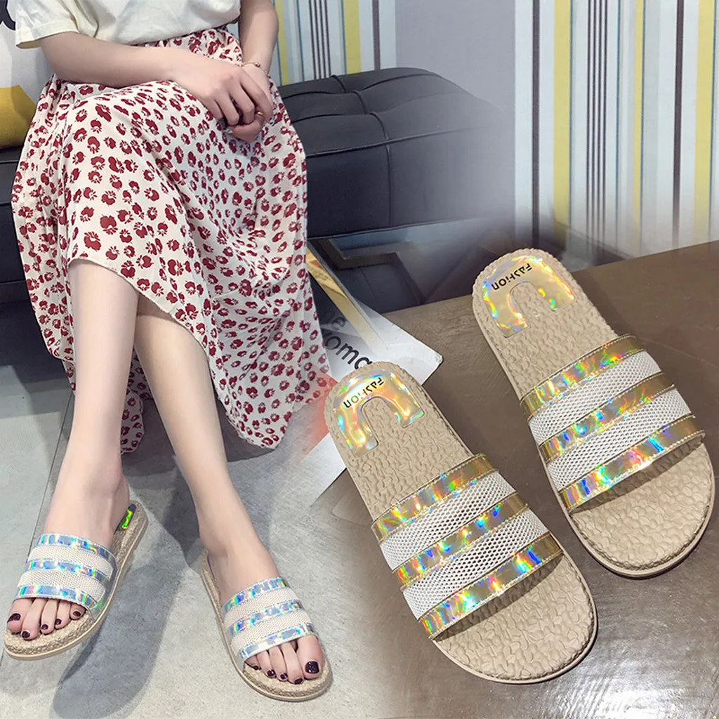 

2019 Fashion Women Platform Flat Slippers Soft Bottom Casual Ladies Slippers Indoor Slipper new fashion flat Round Toe shoes%50