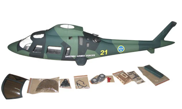 

Old version Agosta Agusta A109 A-109 W/Retract&Plastic landing gear 600 Scale Fiberglass Fuselage